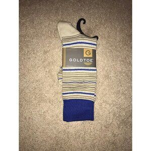 𝅺GOLD Toe‎ Men's Striped Dress Socks